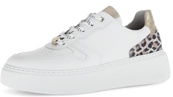Gabor Damen Low-Top Sneaker, Frauen Halbschuhe,Moderate Mehrweite (G),straßenschuhe,Strassenschuhe,Weiss/Puder (Gold),42 EU / 8 UK