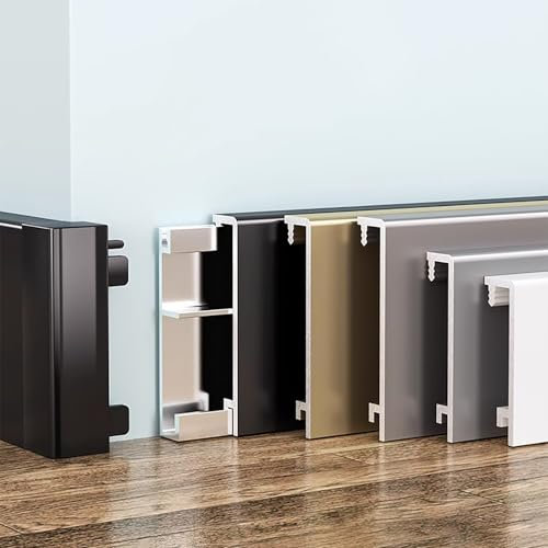 Raouoae Aluminium-Wandleiste 125 cm* 2 Stück Langlebige Zierleiste Für Räume Küchen Und Flure Sockelleisten Für Wand- Und Bodenabschlüsse Moderne Dekorleisten(Graphite Gray,Height:6 cm)