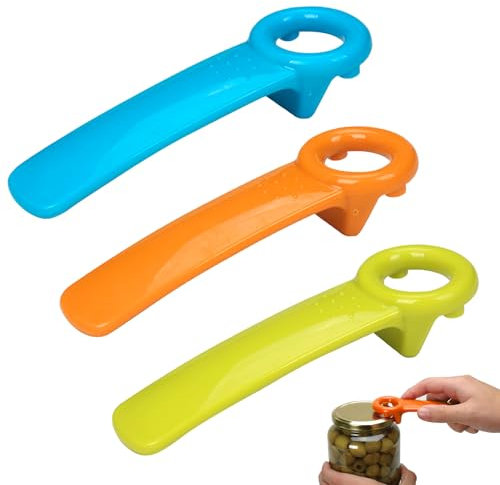 3 Stück Glasdeckelöffner,Deckelöffner für Schraubgläser,Schraubglasöffner, Manuell Bieröffner,Mühelos Glasdeckelöffner für Senioren Menschen Kinder Frauen Schwache Hände (Blau, Orange, Grün)