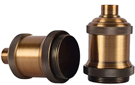 KONTONTY Lot De 2 Douilles Vintage E27 En Métal Bronze Ancien, Support De Lampe Suspendue Pour Éclairage Décoratif Diy, Adaptateur D’éclairage Industriel Pour Salle à Manger