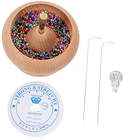 Holibanna Quick Beading Machine Bead Spinner Bowl DIY Jewelry Making Kit Necklace Bracelet Beading Tool Wooden Bowl