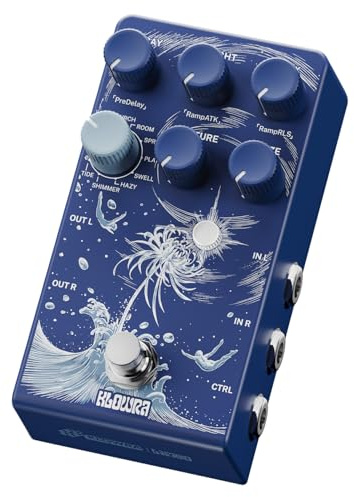 Klowra Limbo Reverb Digitalpedal für E-Gitarre, Effektpedal mit 9 Stereo-Ambient-Reverb-Typen, Analog Dry Through, True Bypass, Freeze & Infinity, Expression-Pedal-Unterstützung