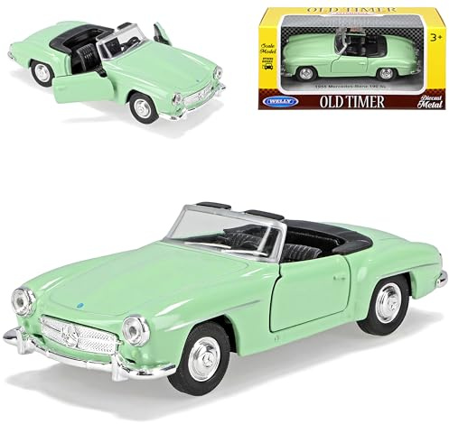 Welly Mercedes-B 190SL Cabrio Offen Grün W121 1955-1963 ca 1/43 1/36-1/46 Modell Auto mit individiuellem Wunschkennzeichen