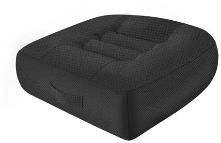 runfider Car Booster Thick Height Adjustable Seat Cushion with Breathable Mesh Cover, Portable Seat Cushion for Driving, Office Chairs Wheelchairs Trucks SUV's and Home Use Black