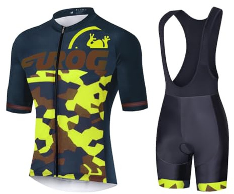 UGLY FROG HuDt-2 Men's Cycling Jersey Set Bicycle Short Sleeve Set Quick-Drying Breathable Shirt+Cushion Shorts Padded Trousers