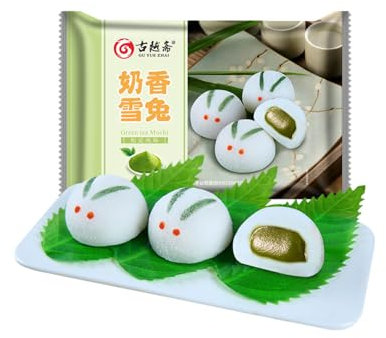 BaiLiSnacky Osterhasen Mochi Matcha 250g- Weicher Klebreiskuchen mit Premium Grüntee-Geschmack in Hasenform - Vegane Glutenfreie Süßigkeit für Ostern Teezeit Snack