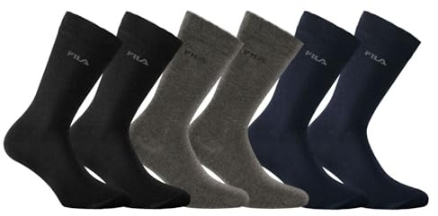 FILA Chaussettes Homme & Femme 39-42, Lot de 6, Gris
