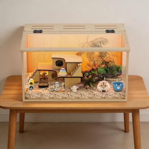 BingoPaw Wooden Hamster Cage, 60 x 40 x 40 cm Hamster Enclosure