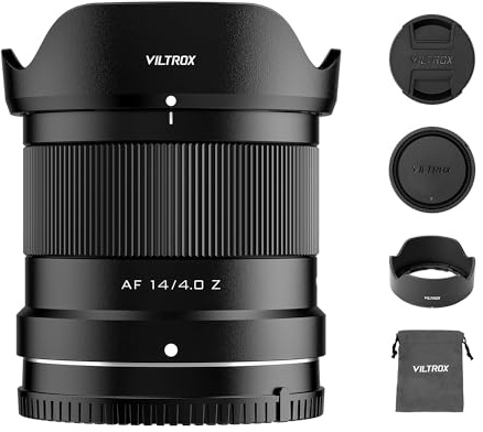 VILTROX AF 14mm F4.0 Air Plein Format Objectif pour Monture Nikon Z, 112,6° Ultra Grand Angle STM autofocus Plein Format Objectif Compatible avec Nikon à Monture Z Z5 Z5II Z50II Z6II Z30 Z8 ZFC ZF