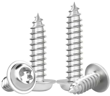 GZSYWZ Torx Viti Autofilettanti - Acciaio Inox A2 V2A Viti per Legno a Testa Bombata con Rondella Filettatura Completa Metrica Argento, M5 x 12mm (50 Pezzi)