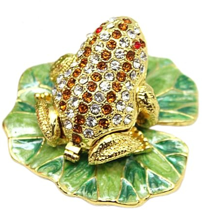 KIXZSAZ Emaillierte Frosch Schmuckdose, zarte Heimdekoration, Metallhandwerk, einzigartiges Geschenk, Halskette,