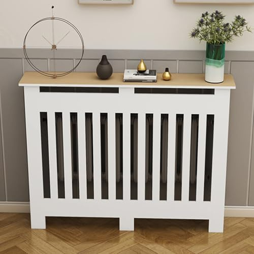 Cache Radiateur – Couvercle de Radiateur en Bois-Plastique, Cache Tuyaux, Design Moderne pour Salon ou Chambre, Tailles de 50cm à 100cmCache Radiateur – Couvercle de Radiateur en Bois-Pla 90x70x20 cm