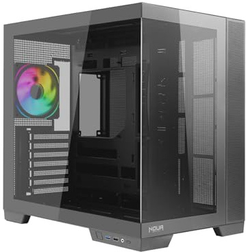 Noua Vision ZK900 | Case PC Gaming ATX Mid Tower | Ventola PWM ARGB | Struttura Doppia Camera | Supporto Raffreddamento Liquido 360 mm | Compatibile Back-Connect MB, Nero