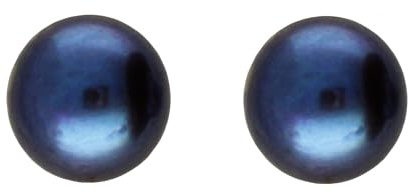 LÖB 925 Silber Ohrstecker Ohrringe Zuchtperlen Perlen Schwarz Grün Blau Damen 8mm Rund echte Perlenohrringe Perlenohrstecker Süßwasserperlen Klein