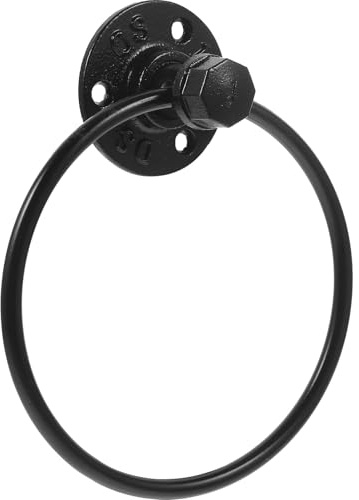 Vintage Handtuchring zur Wandmontage für Küche und Badezimmer | Eisen, Schwarz, Industrielle Retro Optik, Glatte Oberfläche, Schnell Trocknend, Platzsparend
