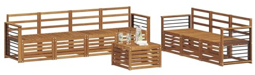 vidaXL Sofagarnituren 8 pcs Natur Massivholz Akazie, Moderne Garten-Sofa-Ecke, Bequeme Sitzgruppe für Terrasse, langlebig und stylisch