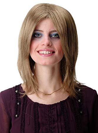 WIG ME UP - GFW892-14 Perücke Damen Herren schulterlang lang glatt lässig modisch jugendlich Scheitel braun hellbraun