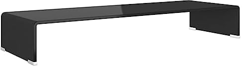 vidaXL TV Stand/Monitor Riser TV Console Unit Entertainment Centre Glass Black