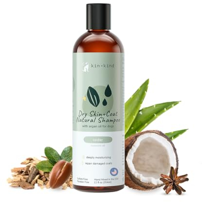 kin+kind Natürliches Hunde-Shampoo für trockene Haut (355 ml) – Reparieren Sie Fellschäden, lindern Sie juckende Reizungen – sichere, natürliche Formel mit Olivenöl, Kokosöl und Zedernholz