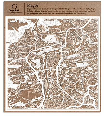 Prag Scherenschnitt Karte, Weiß 30x30 cm Papierkunst