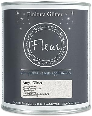 FLEUR DESIGNER'S PAINT Fleur Peinture de Finition pailletée pour Murs - 0,750 L - Fin.Glitter Angel