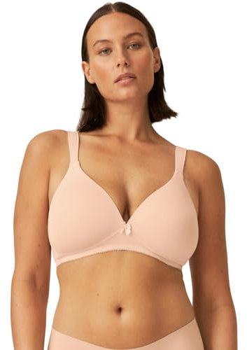Naturana® Reggiseno da donna senza ferretto [coppa A-D] I 100% spalline imbottite I reggiseno senza ferretto con coppe senza cuciture I Comodo reggiseno da donna con fascia sotto il seno, Beige Claro,