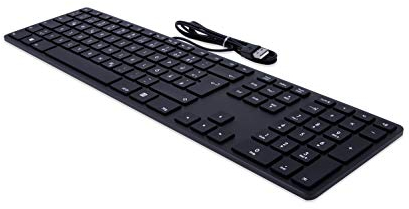 Matias FK318PCLBB-DE Aluminum Wired Tastatur mit RGB-Hintergrundbeleuchtung USB Keyboard für PC | QWERTZ | Deutsch | mit reaktionsschnellen Flache Tasten und Zusätzlichem Ziffernblock - Schwarz