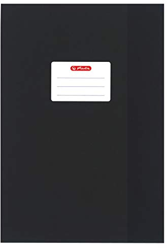 Herlitz 10 Heftumschläge/Hefthüllen Din A4 / Baststruktur (Schwarz, 10er Pack | A4)
