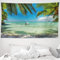 ABAKUHAUS Tropisch Wandteppich, Surreales Meer umgeben von Palmenblättern Scenic Nature Summertime, aus Weiches Mikrofaser Stoff Wand Dekoration Für Schlafzimmer, 230 x 140 cm, Farngrün Türkis