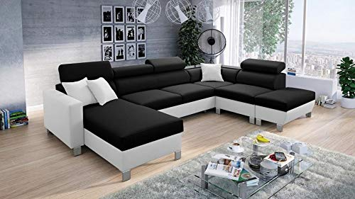 Großes Ecksofa mit Schlaffunktion und Bettkasten Wohnlandschaft Seto Polstersofa Couch XL Sofa 26 (Links)