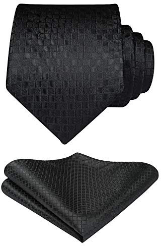HISDERN Plaid Check Hochzeit Party Classic Tie Taschentuch Herren Krawatte & Einstecktuch Set