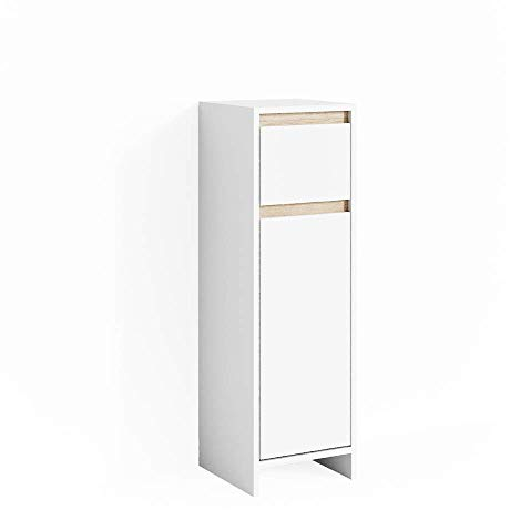 Vicco Midischrank Weiß/Sonoma Emma 30x95x30 cm - Badezimmermöbel, Ideal für kleine Räume und schmale Nischen