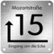 Edelstahl Hausnummer Namensschild Hinweisschild mit Pfeil und individueller Laser-Gravur * Modell 15 (200 mm x 200 mm)