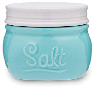 Fox Run Vintage Style Mason Jar Salzkeller, blaue Keramik mit weißem Deckel