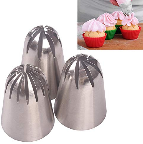 BLUGUL 3 Pièces Grand Douille a Rose Inox, Fleur Douille Patisserie Poche pour Décoration de Gâteaux
