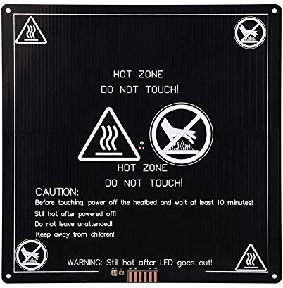 Annadue Plaque chauffante en Aluminium, lit Chauffant pour imprimante 3D, 12V 220x220mm, avec thermistance et élément Chauffant intégrés, Haute sensibilité et Bonne stabilité, pour imprimante 3D.