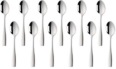 SUNSHENGEUR Coffee Spoons Set of 12, Mini Espresso Spoons, Stainless Steel, Silver, 4.3 inch-Autograph Pattern