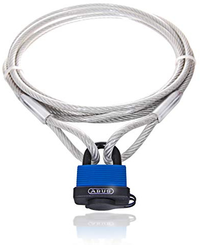 Drahtseile24 Câble à passants en acier gainé avec œillets et cadenas ABUS (1 m – 50 m), Câble antivol, Épaisseur : 3 mm (2 sur 3), Longueur : 20 m