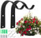 Heavyduty Wall Hanging Basket Brackets, 2 Pcs Outdoor Iron Black Arc bracket hook for Hanging Planter Lantern Bird Feeder(with S Hooks and Screws)