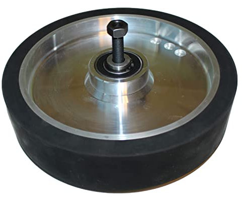 250 x 50 mm rubber contact wheel belt sander smooth surface aluminium core - with 12 mm shaft - ready for assembly