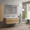 Mueble de Baño Suspendido 120cm con Lavabo Cerámico 2 Senos | Mueble Baño Colgado Pared con Lavabo Doble Seno de 2 Cajones con Cierre Amortiguado y Organizador (Roble Natural)