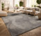 TT Home Teppich Wohnzimmer Kurzflor Anti-Rutsch Rückseite Einfarbiges Design Waschbar, Farbe: Grau, Größe:80 cm Rund