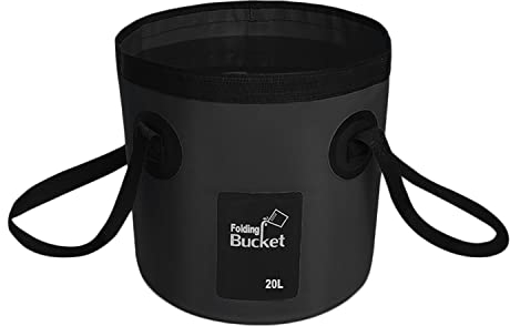 Faltbarer Eimer, 20 L Multifunktions Falteimer, Outdoor Faltschüssel, Waschbecken Zusammenklappbarer, Camping Eimer fürReisen im Wandern, Schwarz