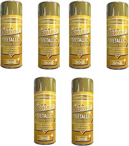 YSAMAX 6 x Metallic Gold Spray Paint 250 ML Multipurpose Use Spray for Metal, Wooden Furniture, Interior & Exterior Decoration