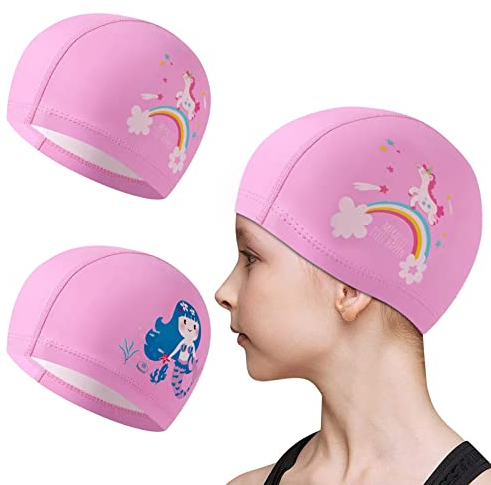 EKKONG 2 Pezzi Cuffie da Nuoto per Bambini, Cuffia Piscina di Cartoon, Cuffia Bambino Piscina, Cuffia da Bagno Impermeabile, Cuffie Piscina per Ragazzi e Ragazze età 2-8 Anni