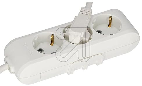 Steckdosenleiste Mehrfachstecker mit Kinderschutz und Wandhalterung + VDE geprüft (Verschiedene Modelle, Farben und Längen wählbar) (3-Fach - 5 m, Weiss)