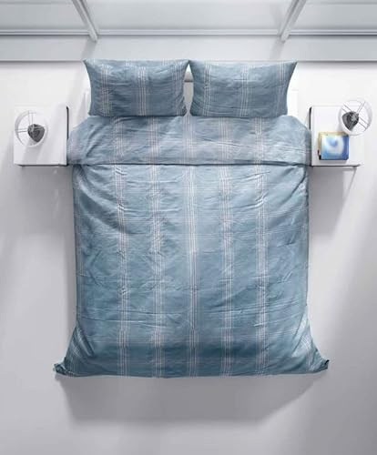 Duvet/Quilt Cover Set Single Double 100% Cotton,Good Night Sleep Striped Design 1 Pillowcase 70x90 cm and 1 Duvet Cover. 140x200