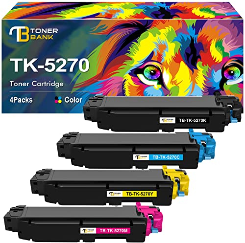 Toner Bank TK5270 Toner Kompatibel für Kyocera TK-5270 ECOSYS M6630cidn P6230cdn M6230cidn M6630 P6230 M6230 TK 5270 TK-5270K TK-5270C TK-5270M TK-5270Y (Schwarz Cyan Gelb Magenta, 4er-Pack)