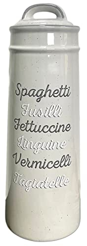 Grey Speckled Pasta Jar Ceramic Airtight Tall Spaghetti Food Storage Holder Gift 30cm