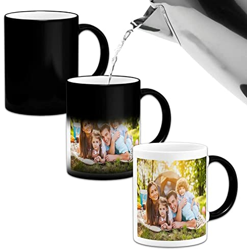 Personalised Magic Mug Custom Colour Changing Cup Black to White Heat Activated Any Image Photo Or Text Printed On onto Your Mug Great Gift